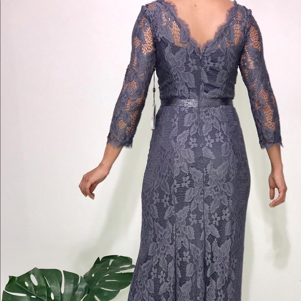 Adrianna Papell Gunmetal Lace Gown